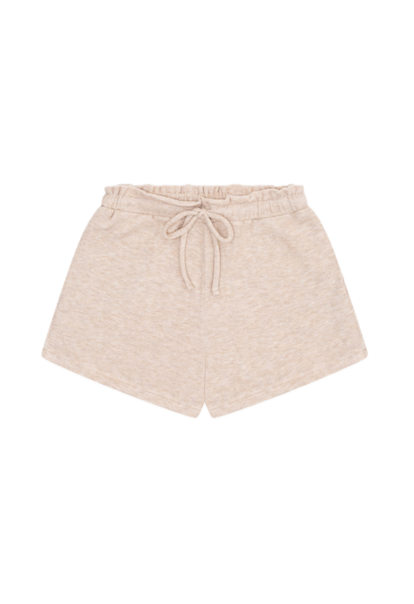 Tenly Hacci Jersey High Waist Drawstring Shorts - Latte