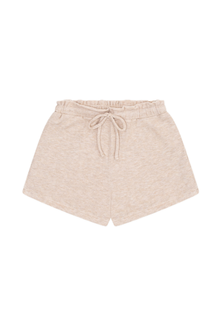 Tenly Hacci Jersey High Waist Drawstring Shorts - Latte