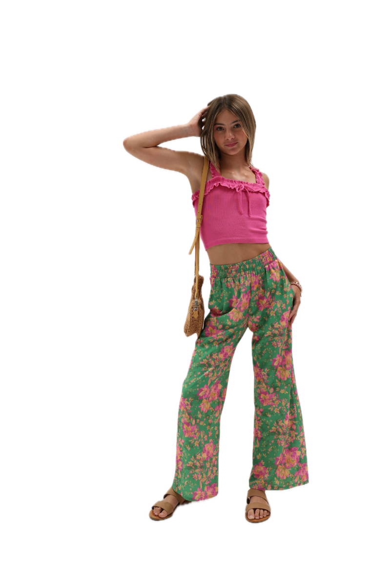 Tenly Dream Linen Nouveau Pocket Pant - Wildflower