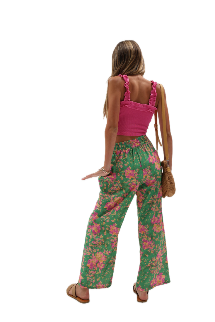 Tenly Dream Linen Nouveau Pocket Pant - Wildflower