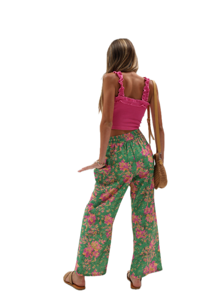 Tenly Dream Linen Nouveau Pocket Pant - Wildflower