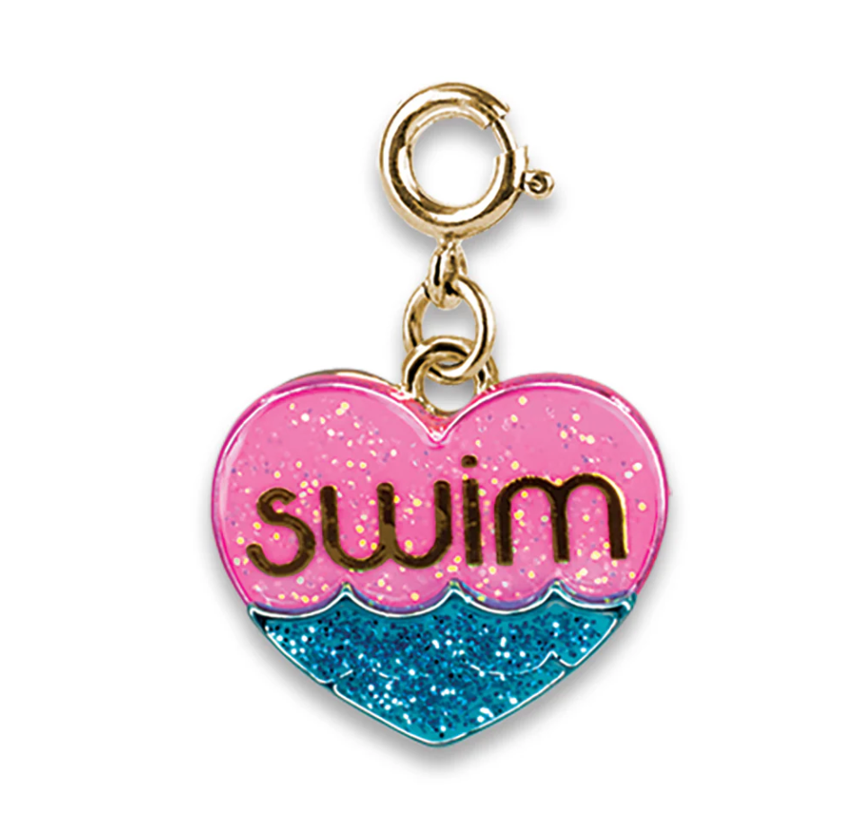 Charm It Gold Glitter Swim Heart Charm