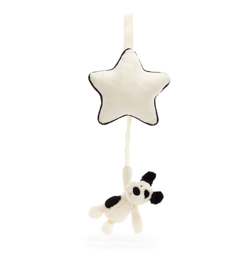 Jellycat Bashful Black & Cream Puppy Musical Pull