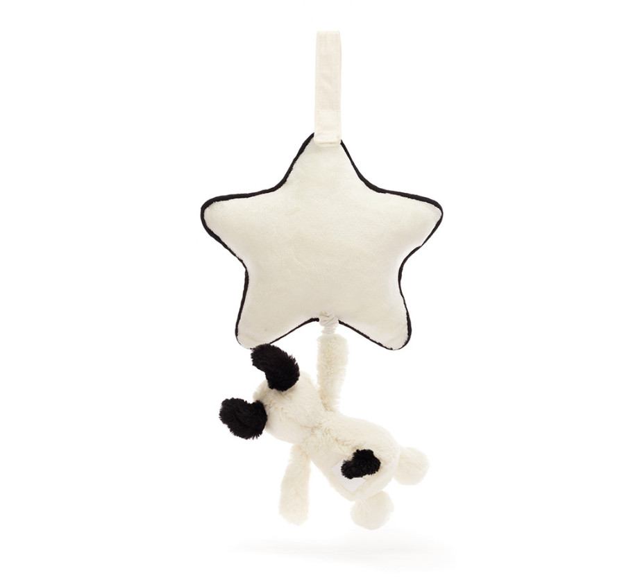 Jellycat Bashful Black & Cream Puppy Musical Pull