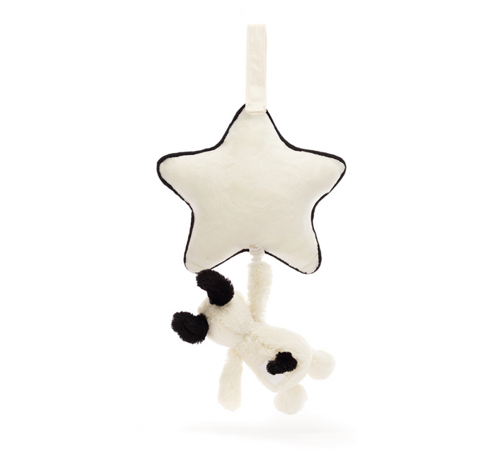 Jellycat Bashful Black & Cream Puppy Musical Pull