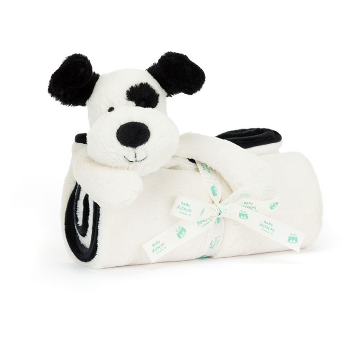 Jellycat Bashful Black & Cream Puppy Blankie
