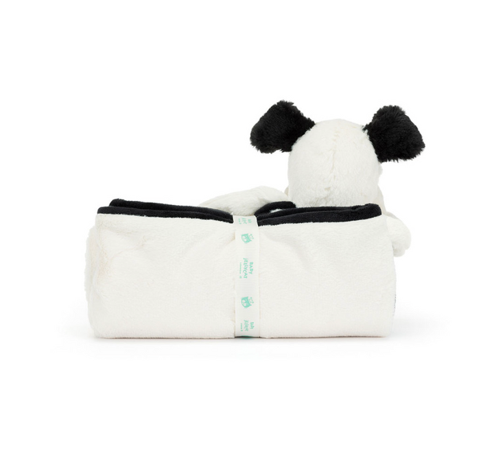 Jellycat Bashful Black & Cream Puppy Blankie