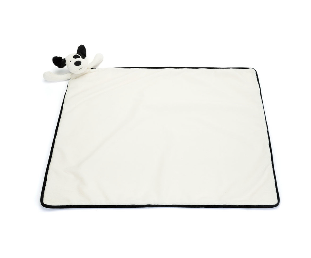 Jellycat Bashful Black & Cream Puppy Blankie