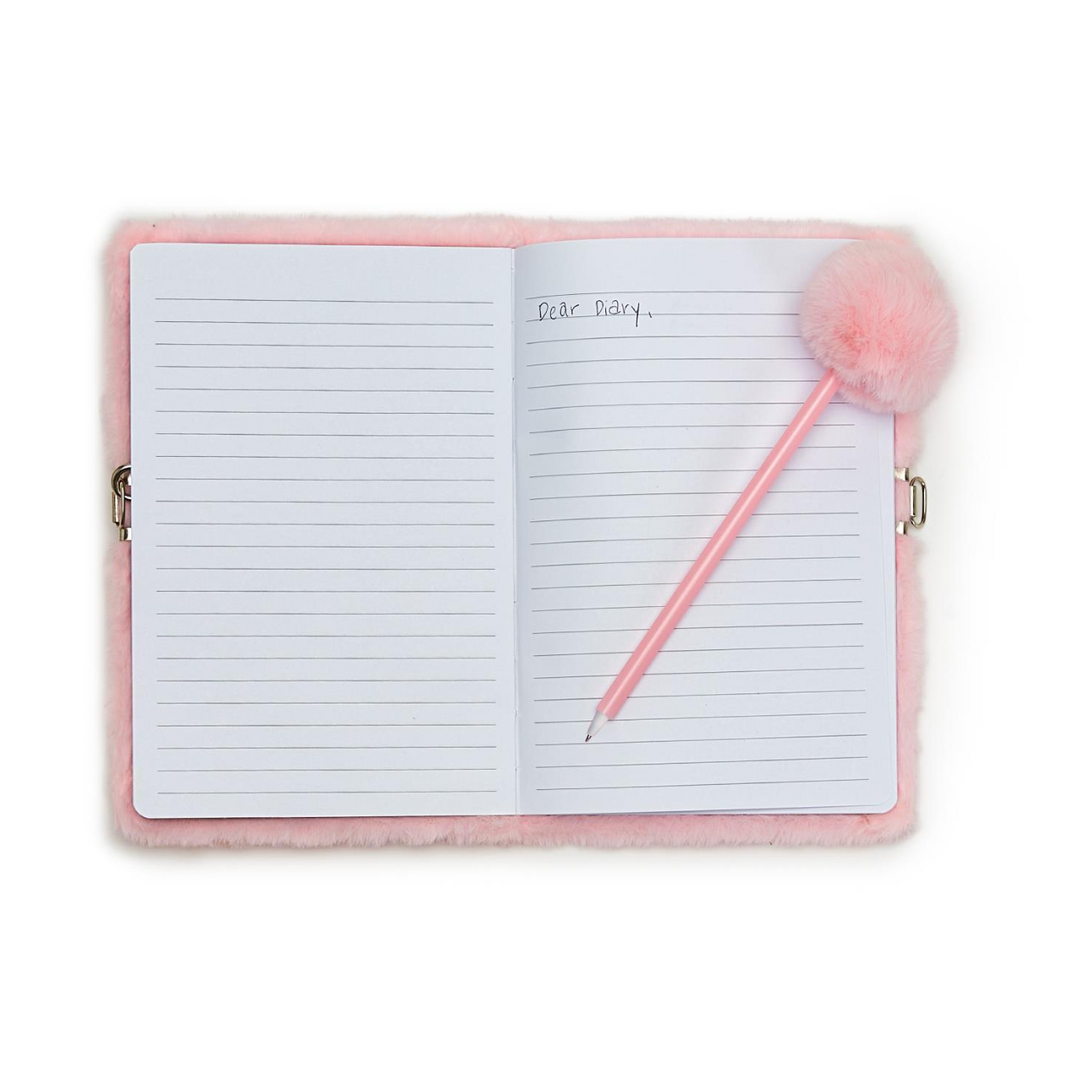 Cupcakes & Cartwheels Glitter Unicorn Journal with Lock and Pop Pom Pen