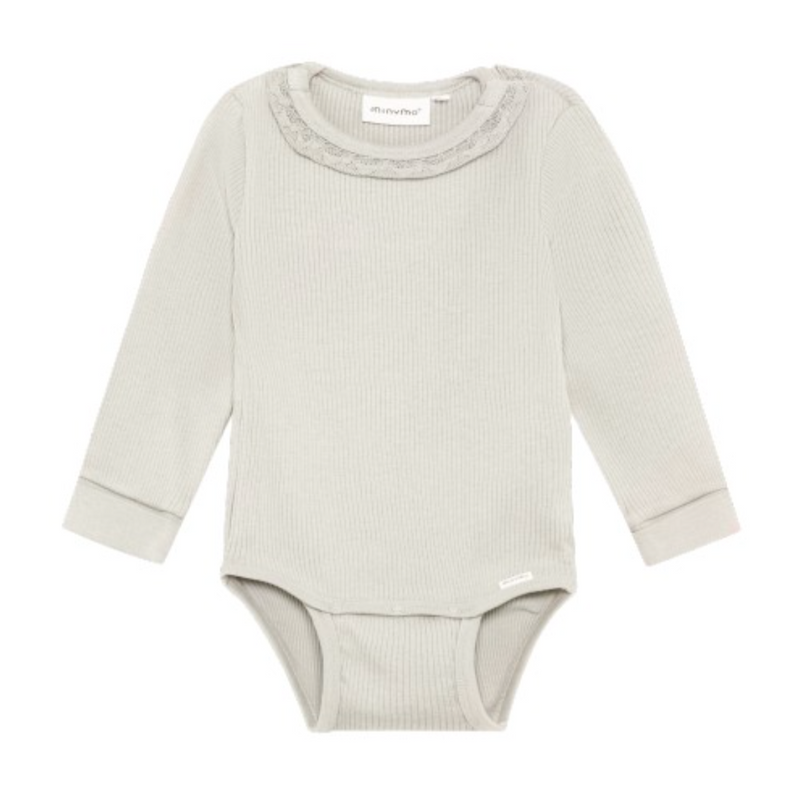 Minymo Ribbed Bodysuit - Seed Pearl