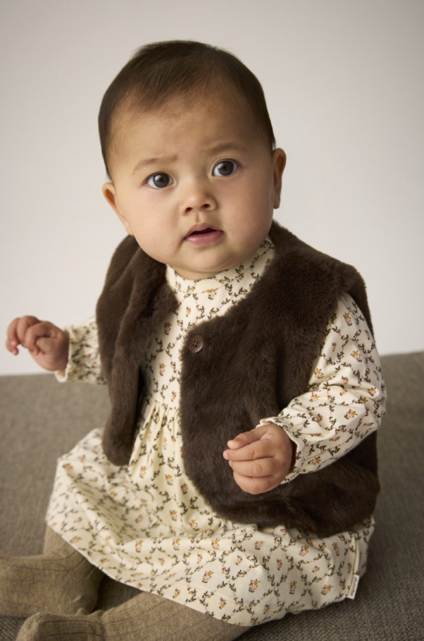 Minymo Faux Fur Vest - Chocolate Chip