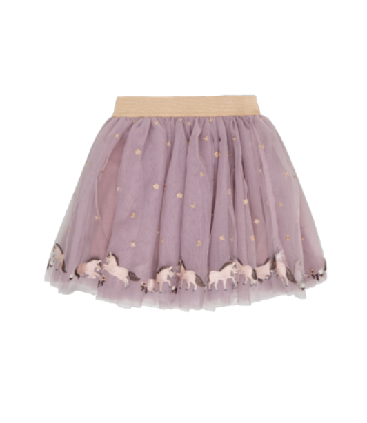 Minymo Horse Mesh Glitter Skirt - Fawn