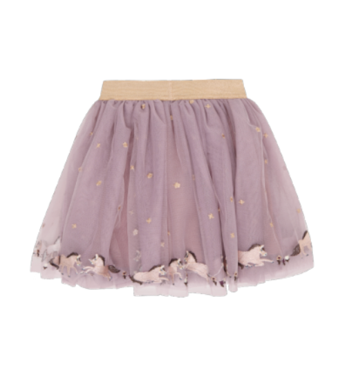 Minymo Horse Mesh Glitter Skirt - Fawn