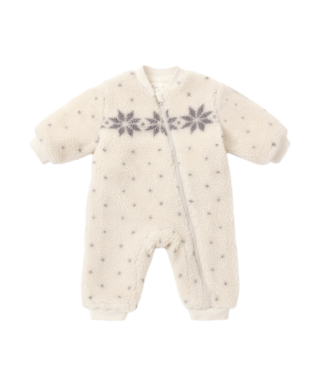 Rylee + Cru Shearling Baby Jumpsuit - Natural Fair Isle