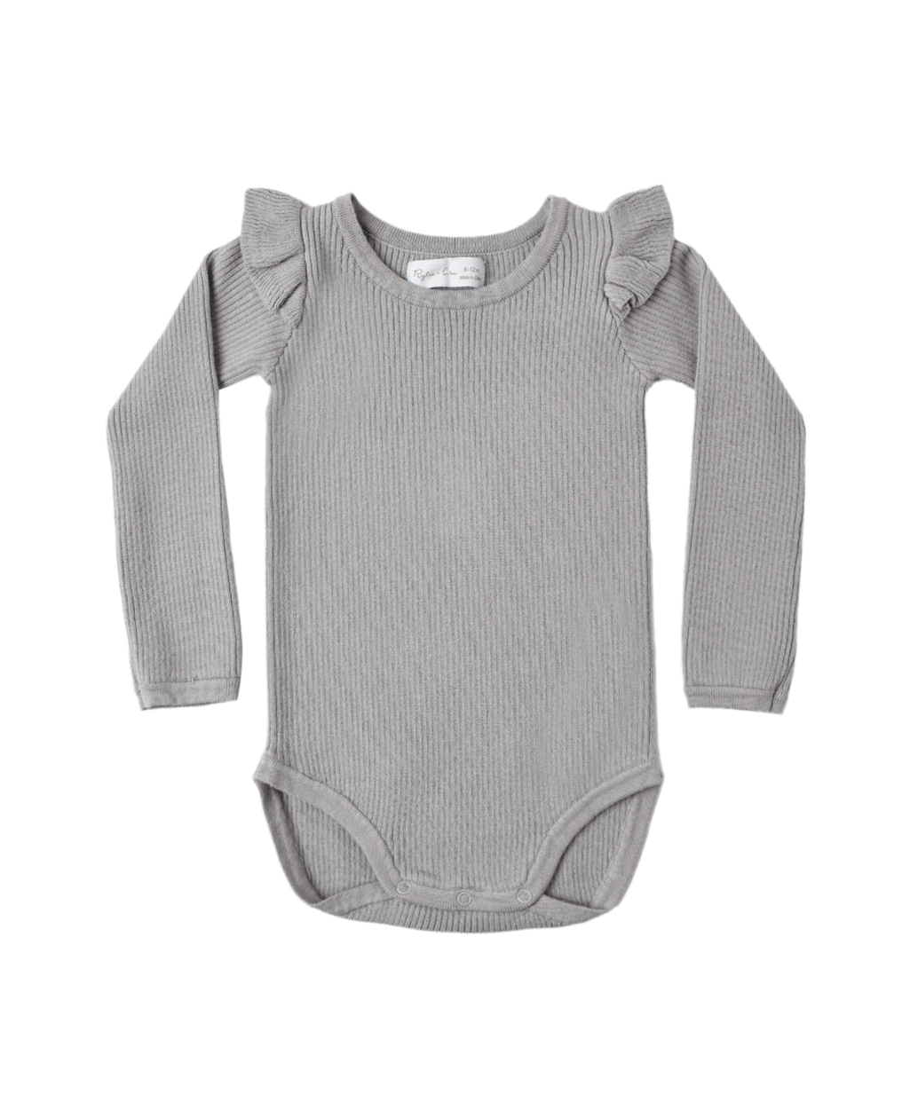 Rylee + Cru Shoulder Ruffle Bodysuit - Dusty Blue