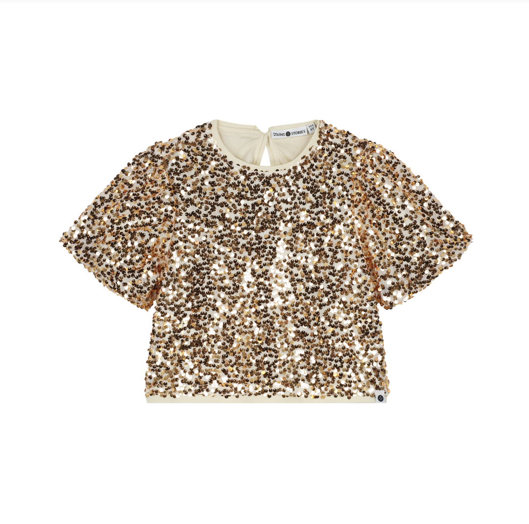 Stains & Stories Gold Sequin Blouse