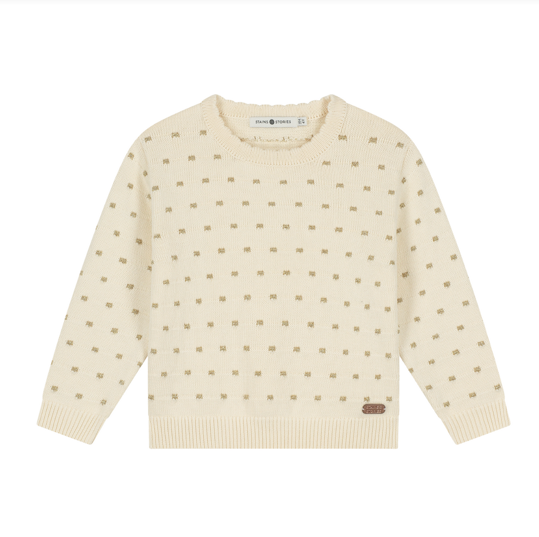 Stains & Stories Ivory Gold Pullover Sweater