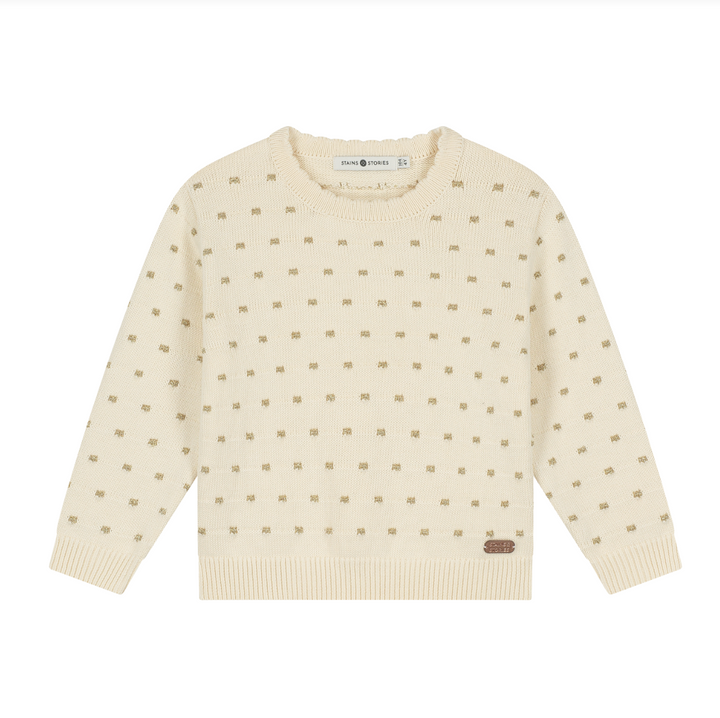 Stains & Stories Ivory Gold Pullover Sweater