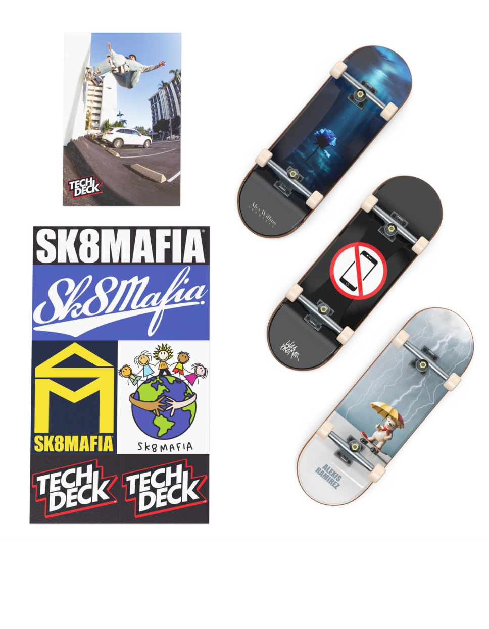 Tech Deck Fingerboard Display Stand and Skateboard Wall Mount - Assortment