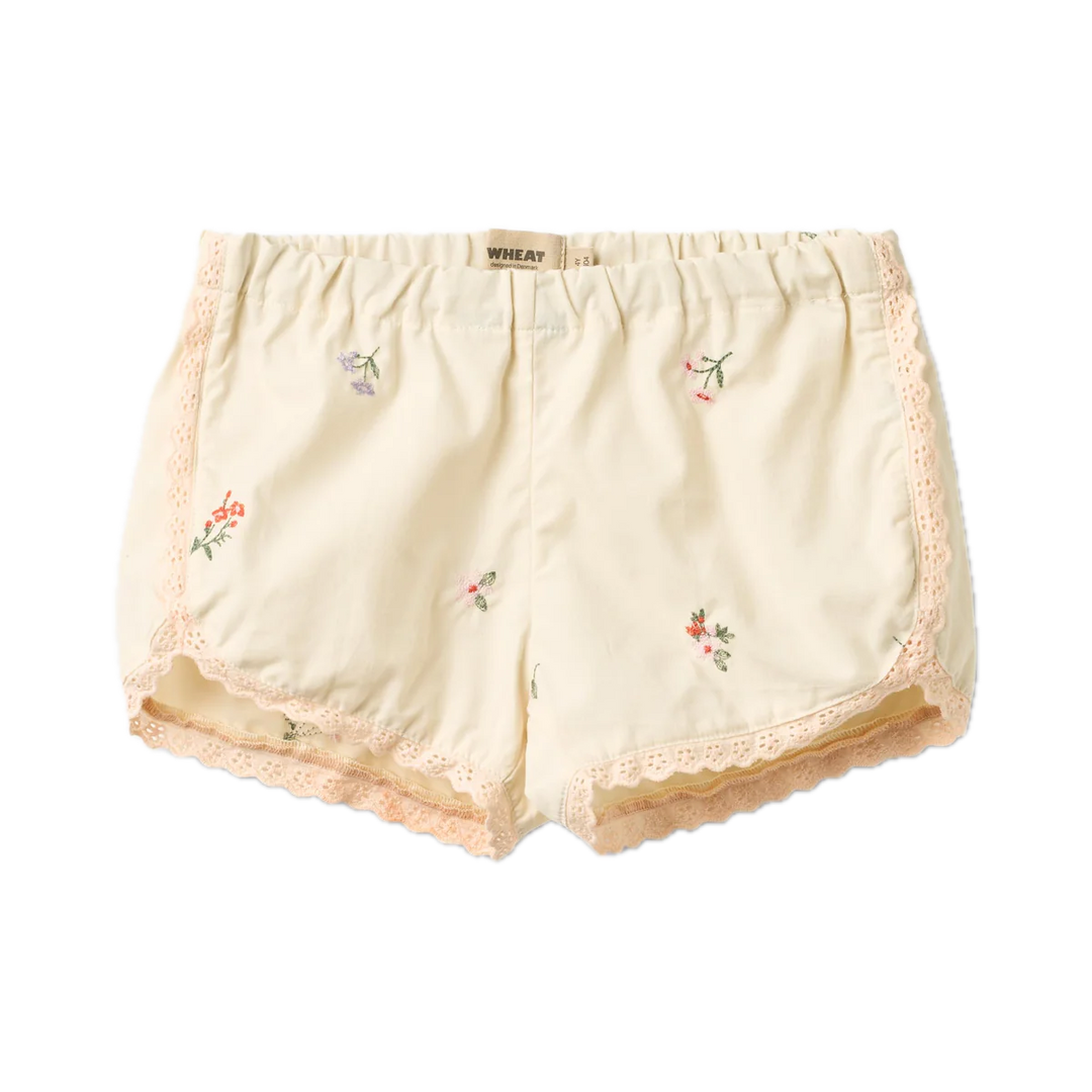 Wheat Shorts Lace Inger - Ivory Embroidered Flowers