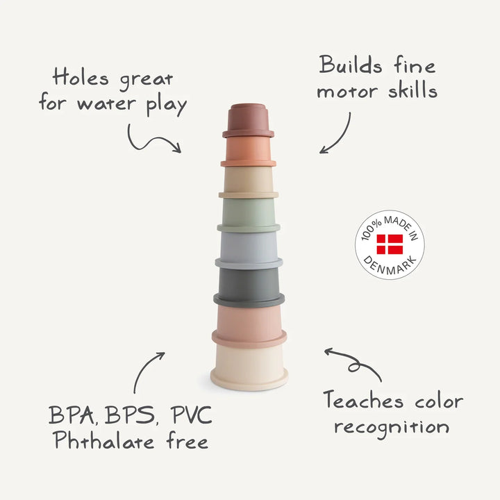 Mushie Stacking Cups Tower - Retro