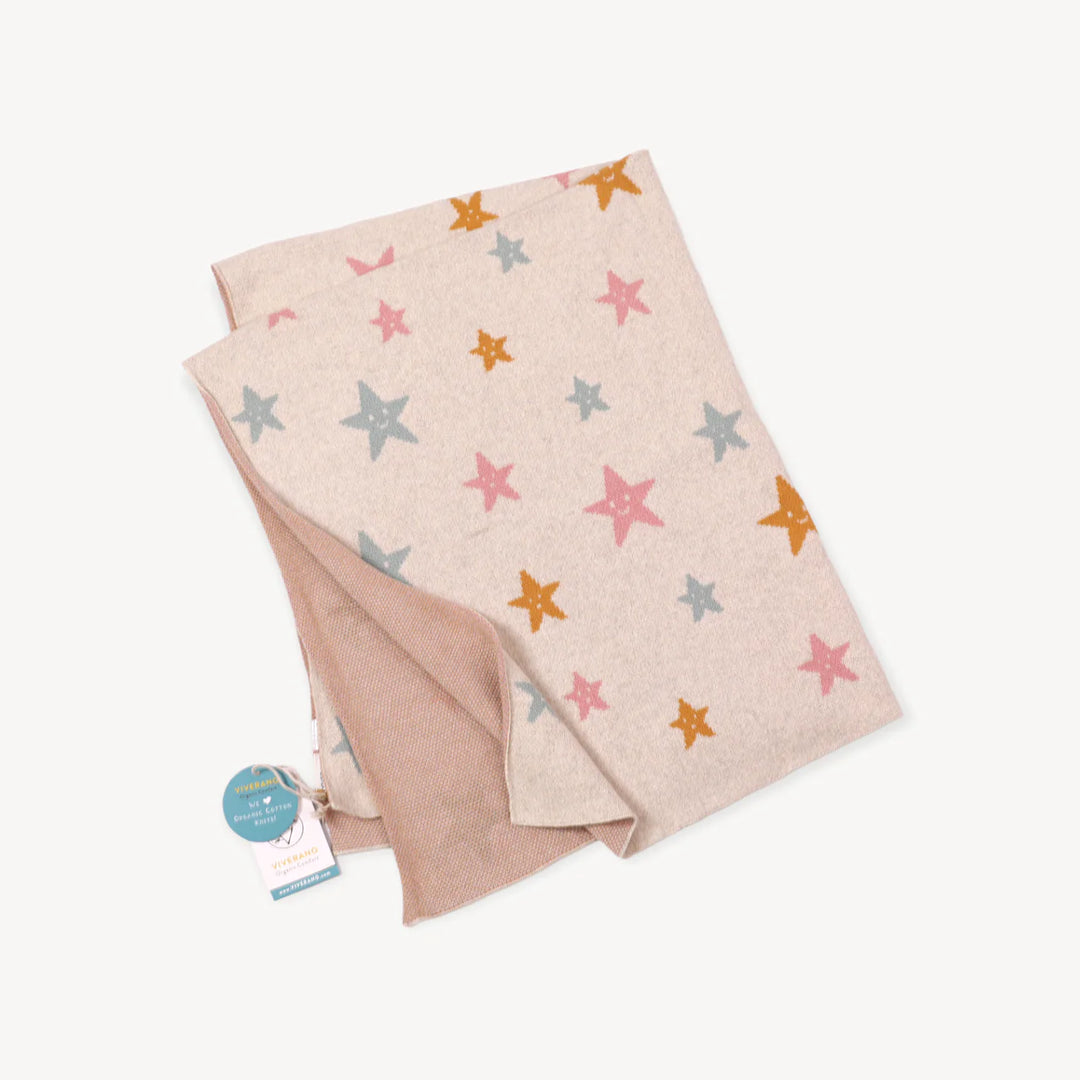 Viverano Organic Stars- Organic Cotton Jacquard Sweater Knit Baby Blanket