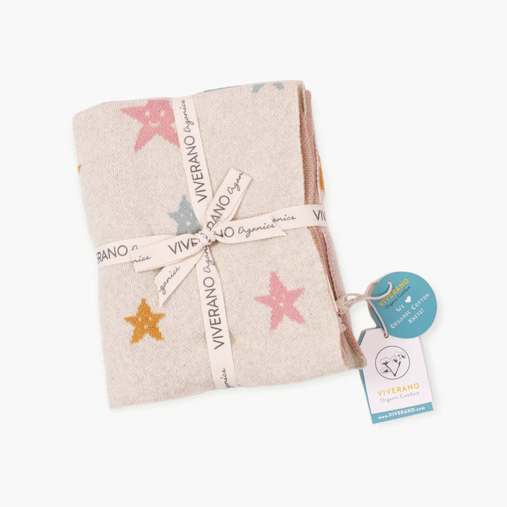 Viverano Organic Stars- Organic Cotton Jacquard Sweater Knit Baby Blanket