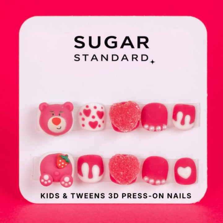 Sugar Standard Kids 3D Press-On Nails – Sweetheart Bear