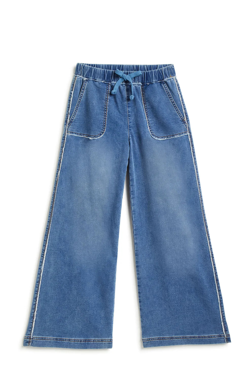 Tractr Drawstring Wide Leg Fray Hem