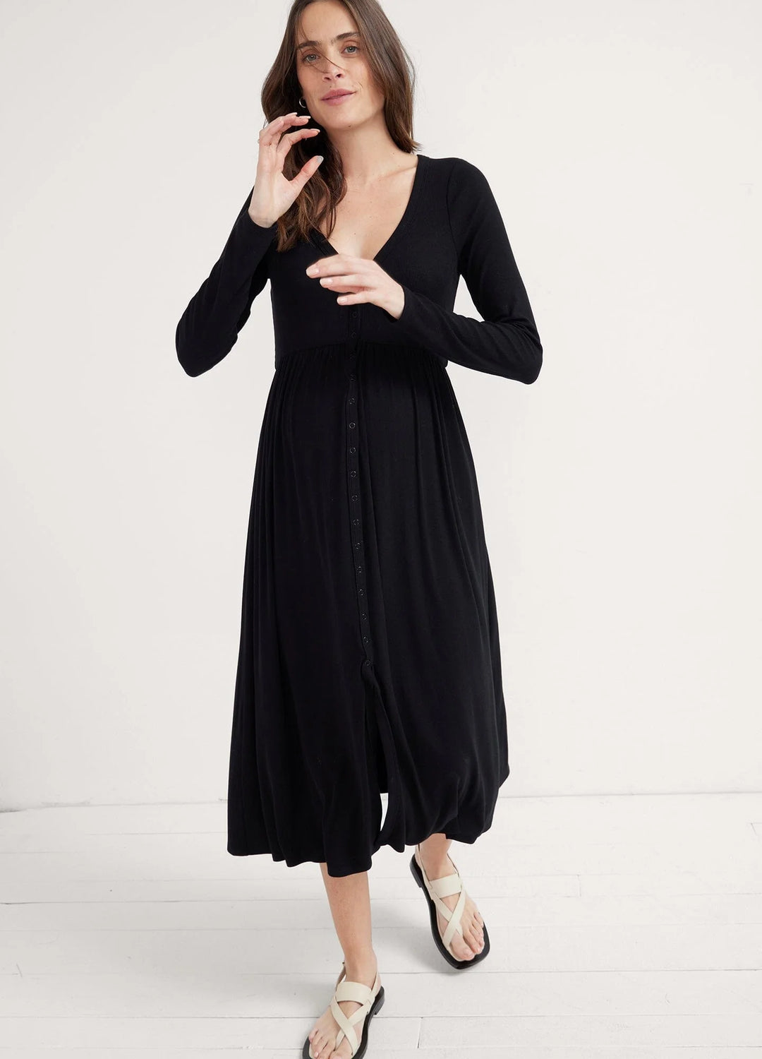 softest rib nursing dress HATCH Collection The Softest Rib Nursing Tank Dress in Coral