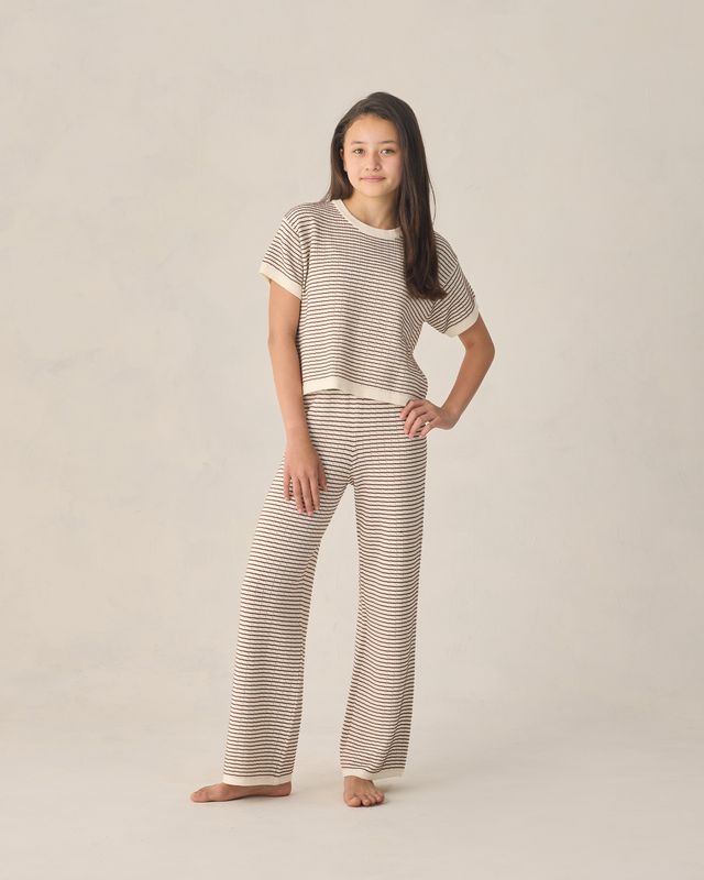 Rylee + Cru Teen Knit Wide Leg Pant - Chocolate Stripe