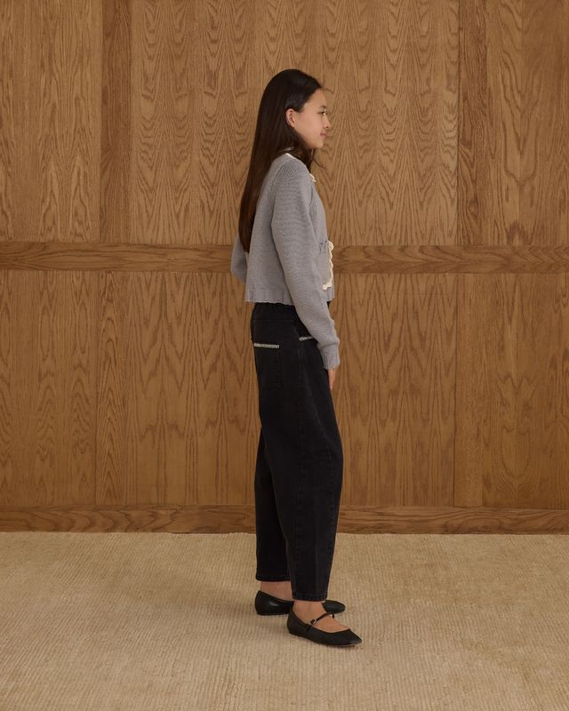 Rylee + Cru Teen Collared Cardigan - Dusty Blue