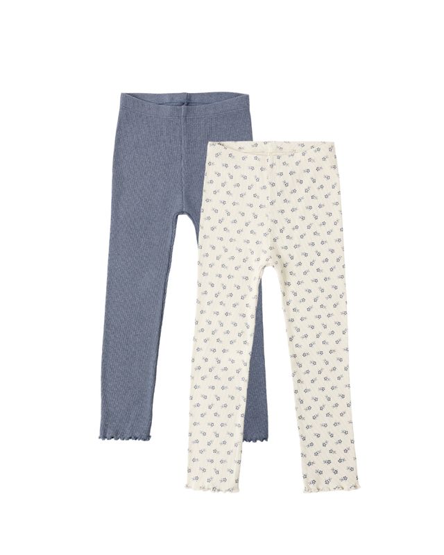 Rylee + Cru Play x Play Ribbed Legging - Natural Blue Ditsy/Heathered Marine