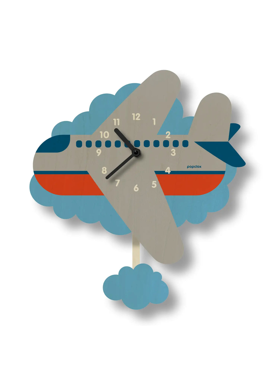 Popclox Airplane Pendulum Clock - Wood