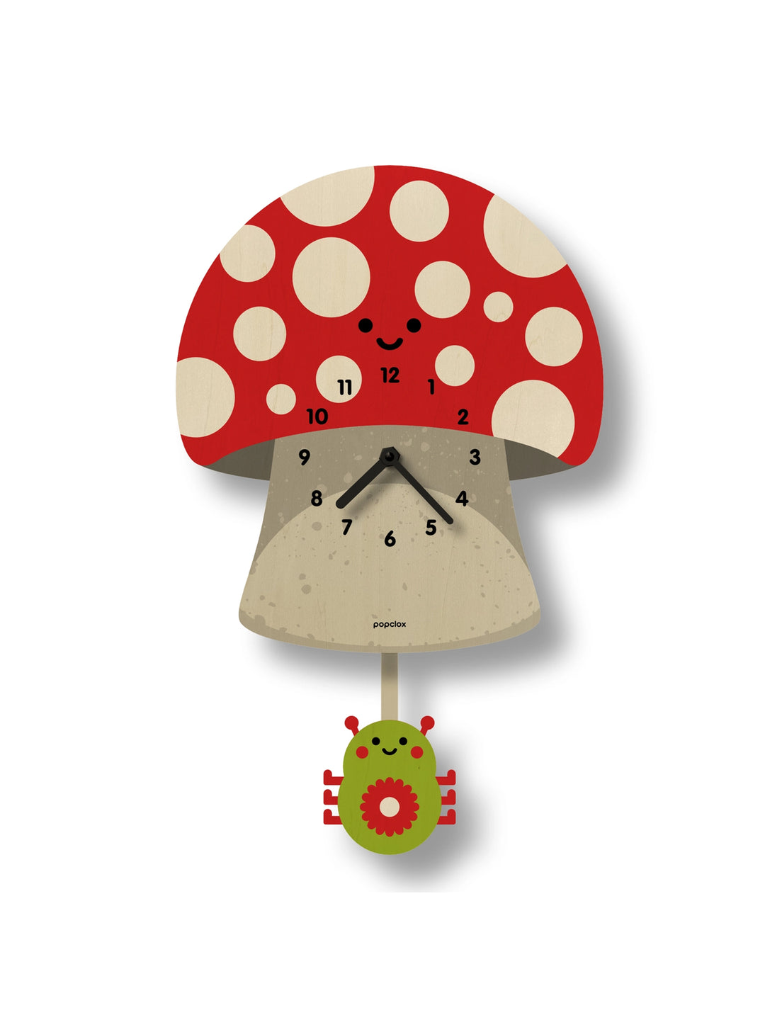 Popclox Mushroom Pendulum Clock - Wood