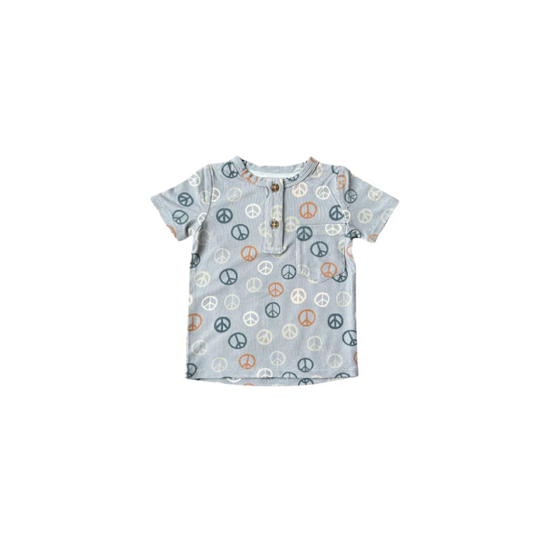 Babysprouts Short Sleeve Henley Shirt - Peace