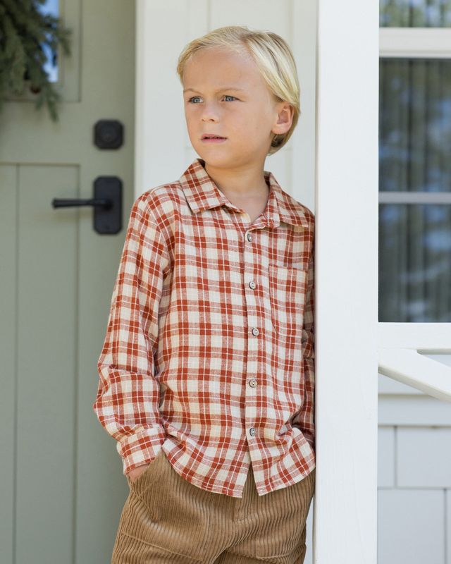 Rylee + Cru Collared Long Sleeve Shirt - Red Plaid