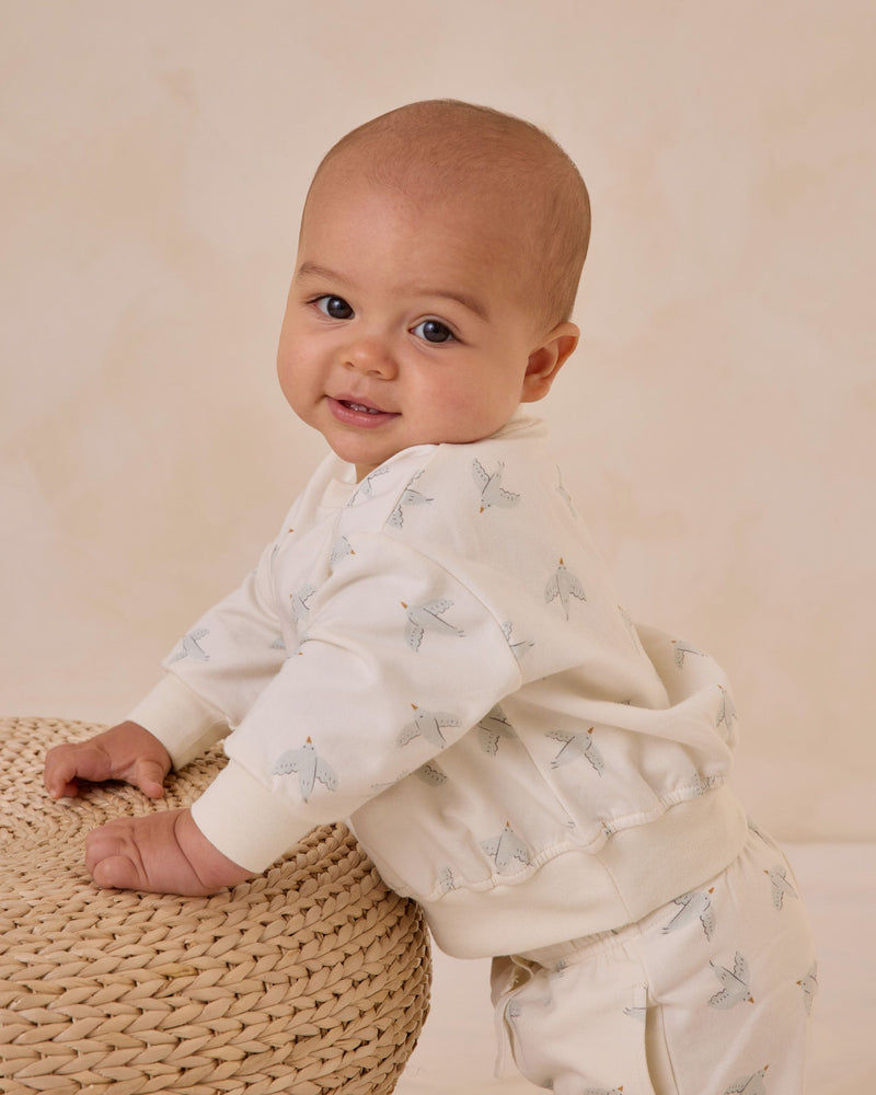 Quincy Mae Relaxed Sweatshirt + Sweatpant Set - Birds
