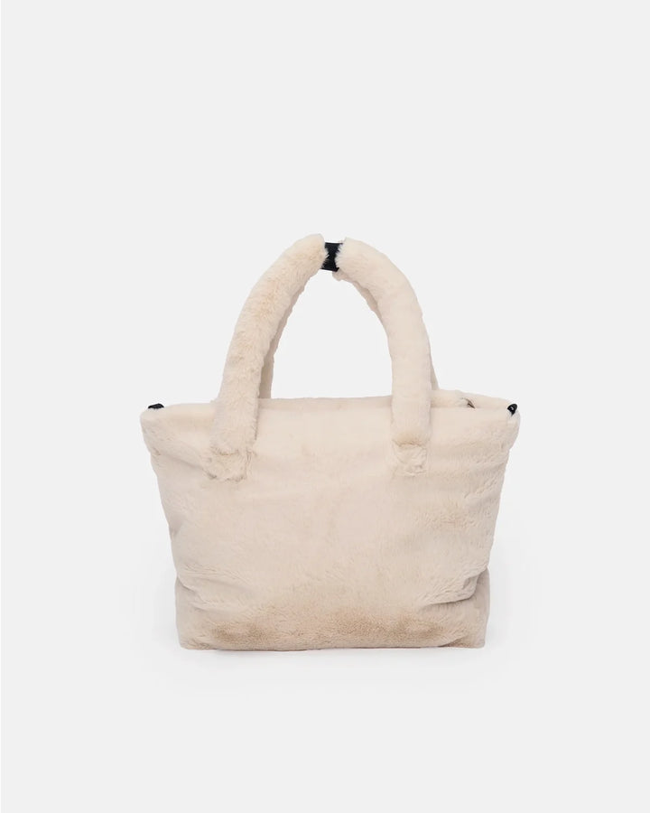 7AM Enfant Ushuaia Diaper Tote - Arctic White Faux Fur
