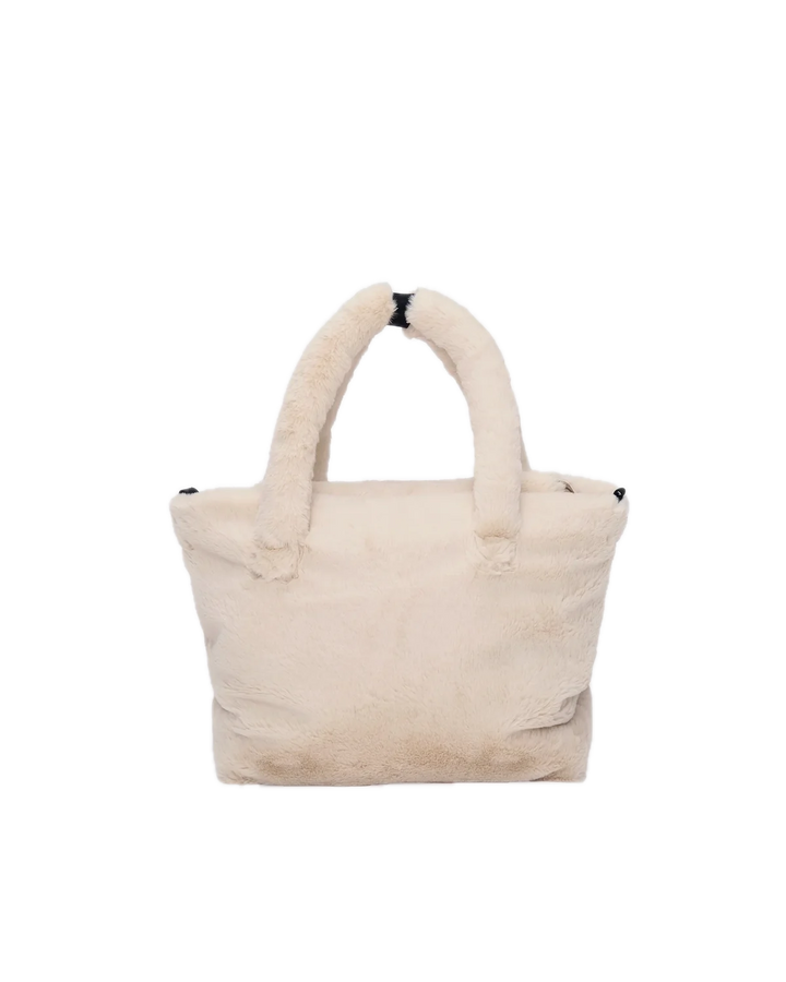 7AM Enfant Ushuaia Diaper Tote - Arctic White Faux Fur