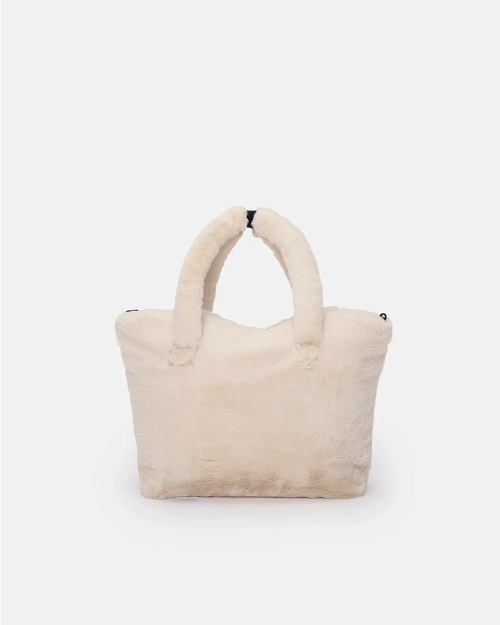 7AM Enfant Ushuaia Diaper Tote - Arctic White Faux Fur