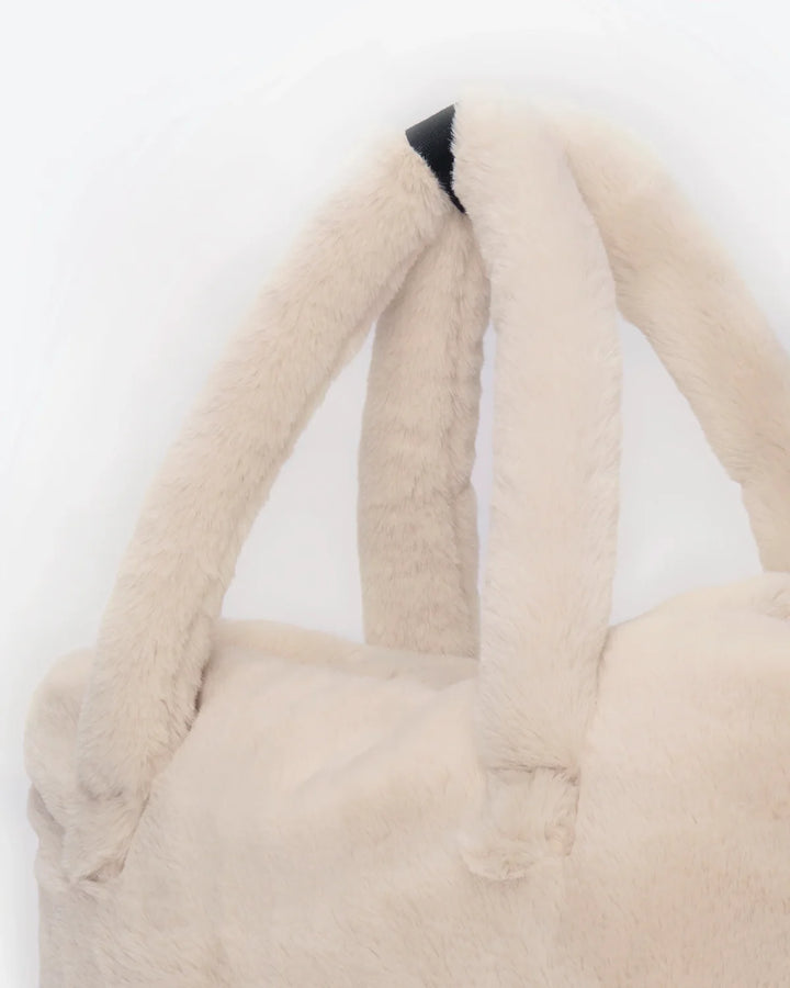 7AM Enfant Ushuaia Diaper Tote - Arctic White Faux Fur
