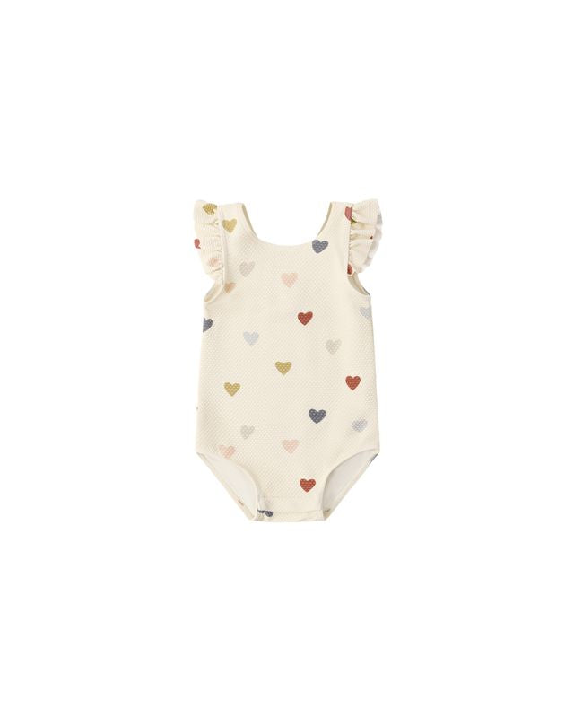Quincy Mae Scoop Back Once-Piece Swimsuit - Confetti Hearts