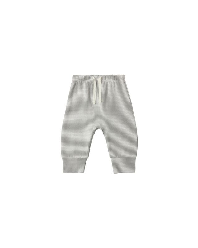 Quincy Mae Drawstring Pant - Sage Micro Stripe