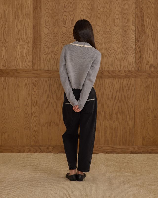 Rylee + Cru Teen Collared Cardigan - Dusty Blue