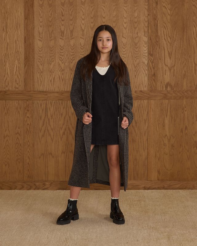 Rylee + Cru Teen Longline Coat - Micro Check