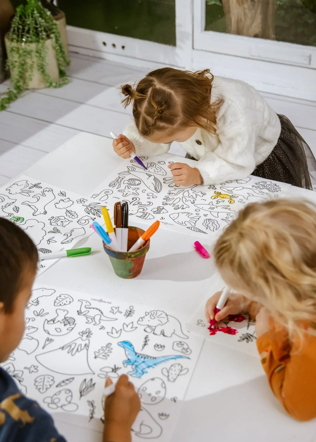 Coco Village Set Of 4 Silicone Washable Coloring Placemats & 12 Markers