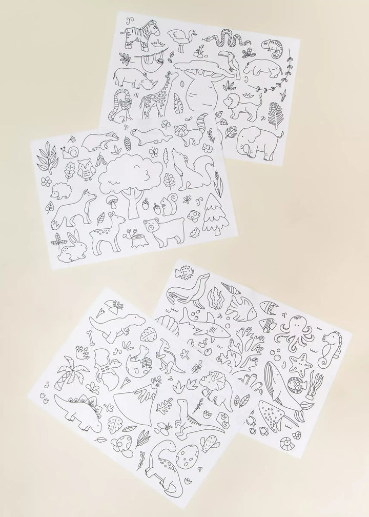 Coco Village Set Of 4 Silicone Washable Coloring Placemats & 12 Markers