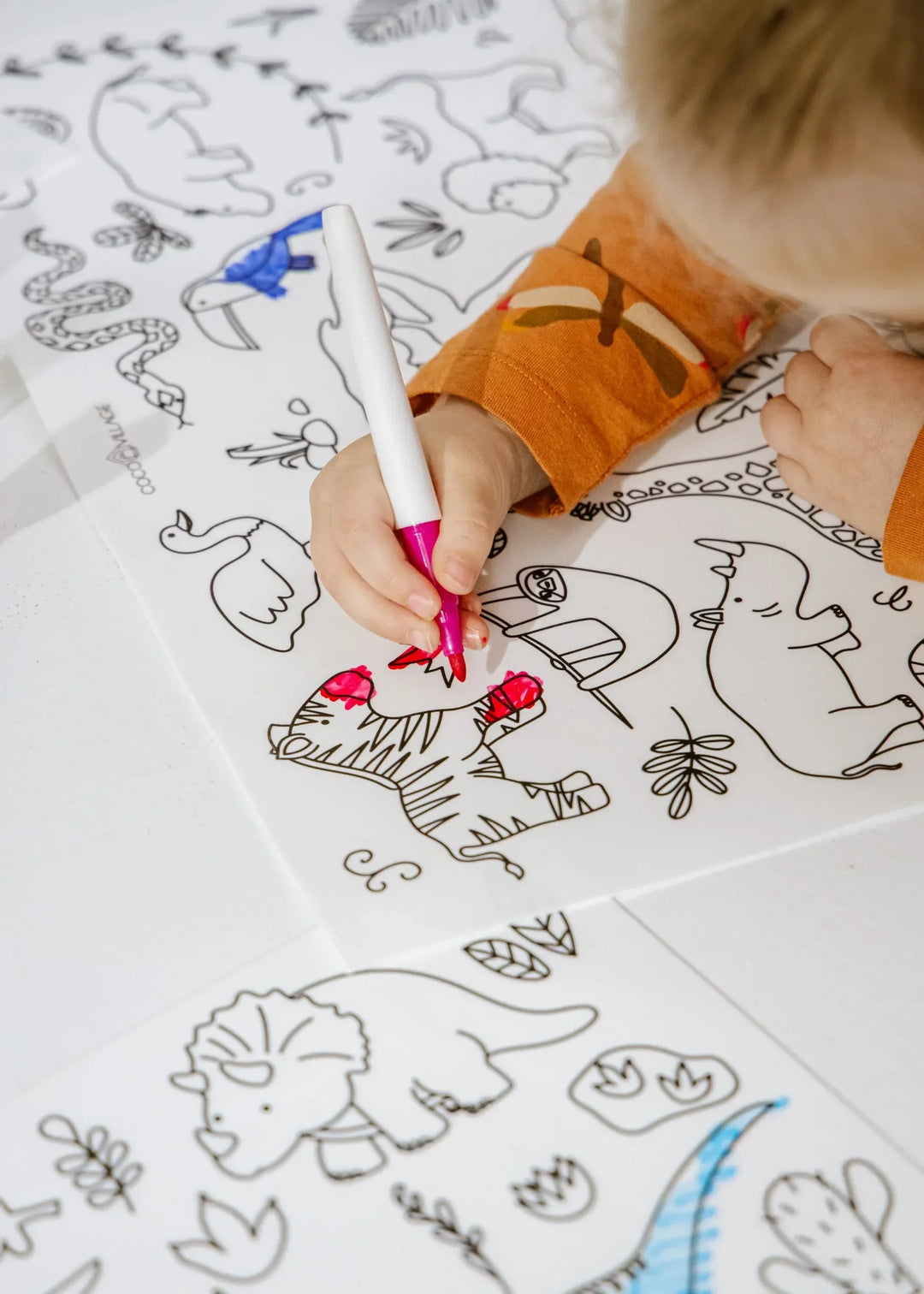 Coco Village Set Of 4 Silicone Washable Coloring Placemats & 12 Markers