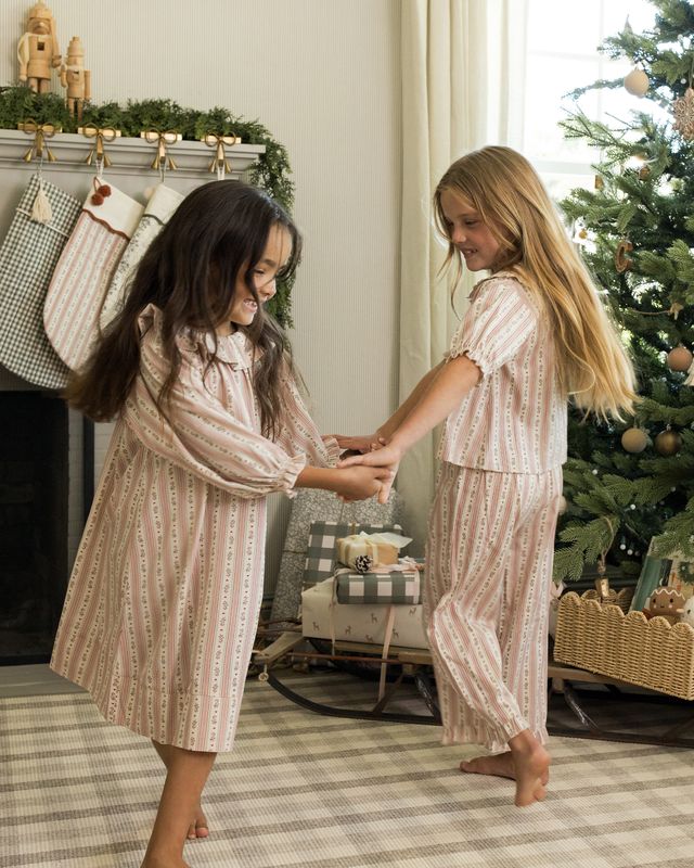Rylee + Cru Ruffle Pajamas - Candy Cane Stripe